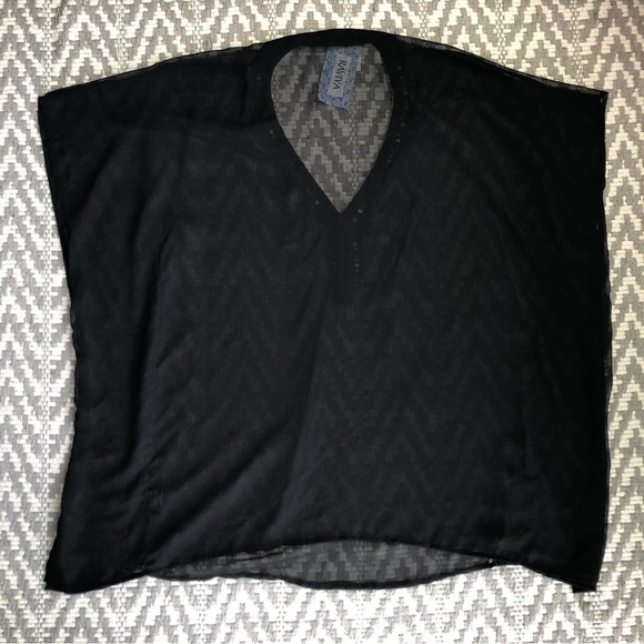 Raviya black sheer swim cover with gold beading detail size large - Picture 8 of 9